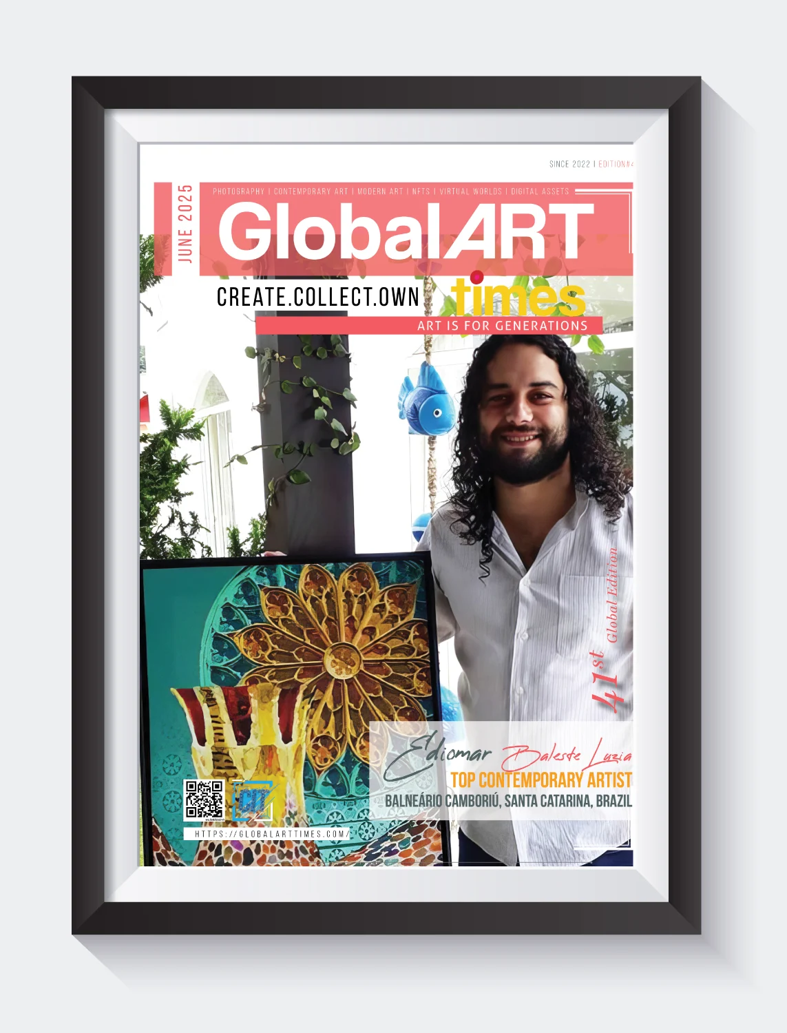 Global Art Times June 2025 Edition featuring Ediomar Luzia from Brazil on cover