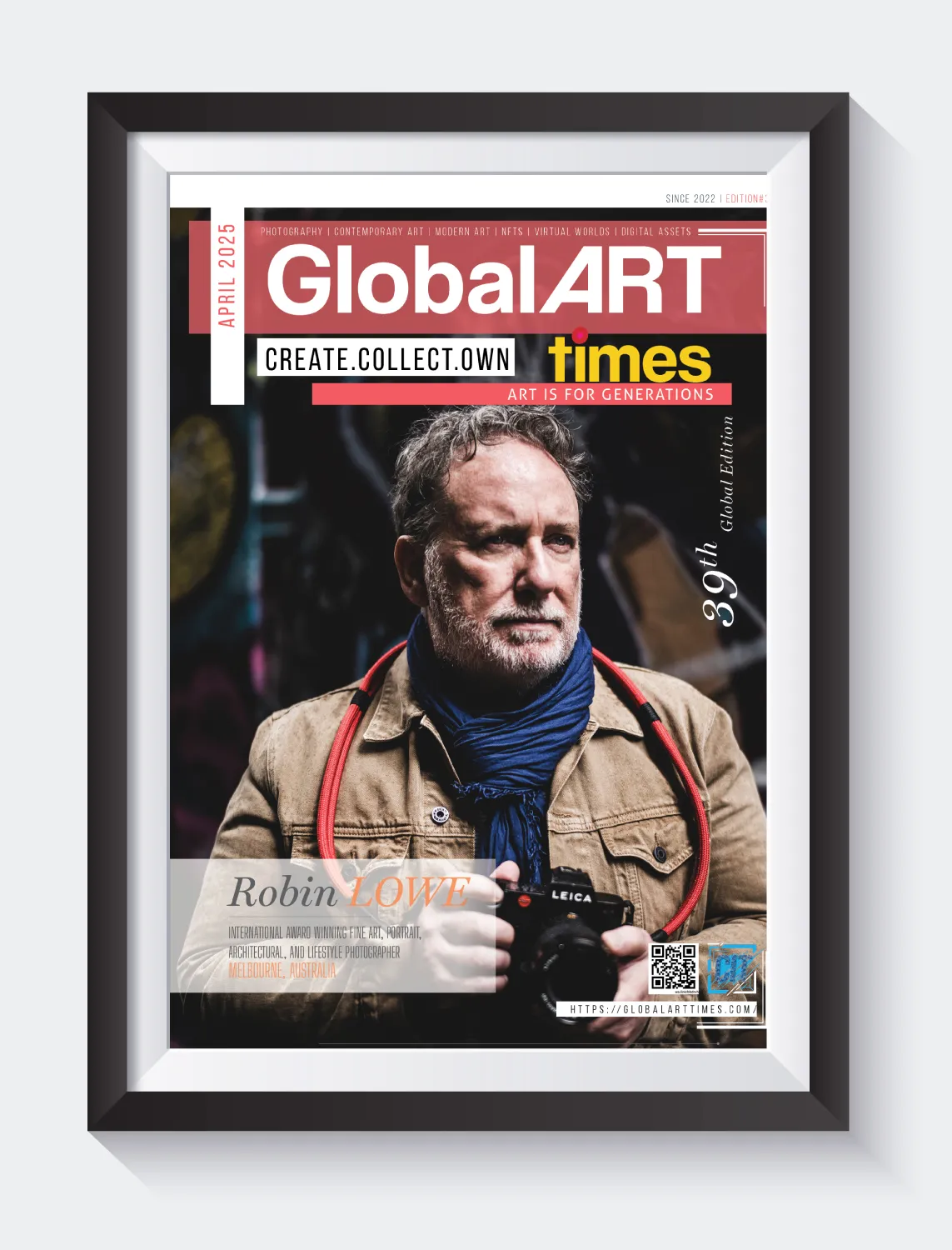 Global Art Times April 2025 Edition featuring Robin Lowe from Australia on cover