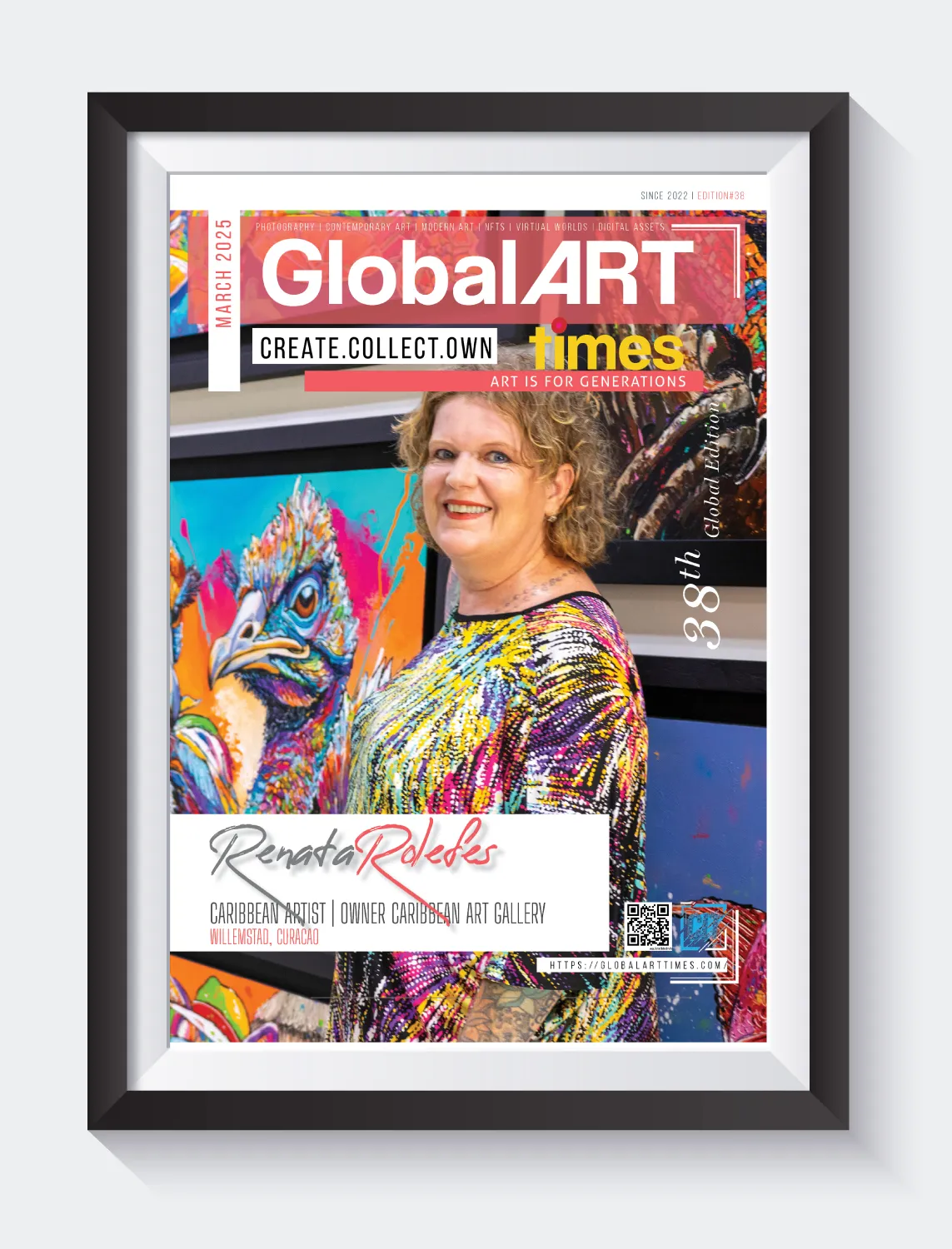 Global Art Times March 2025 Edition featuring Renata Rolefes from Curaçao on cover