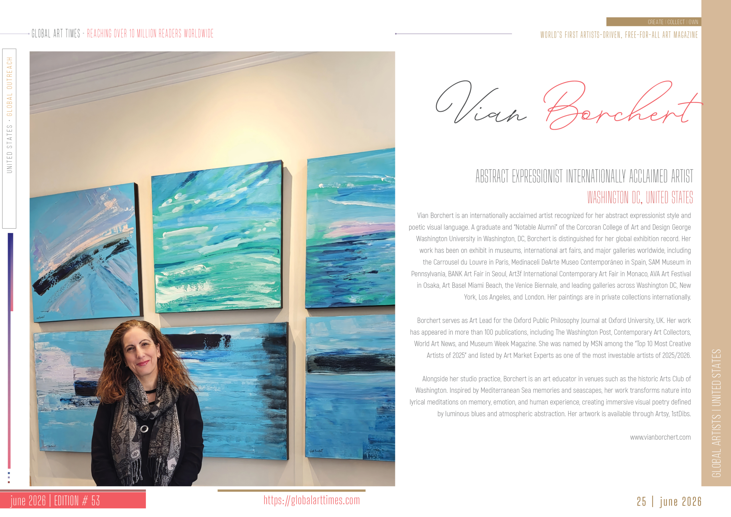 Vian Borchert, abstract expressionist internationally acclaimed artist Washington DC, united states