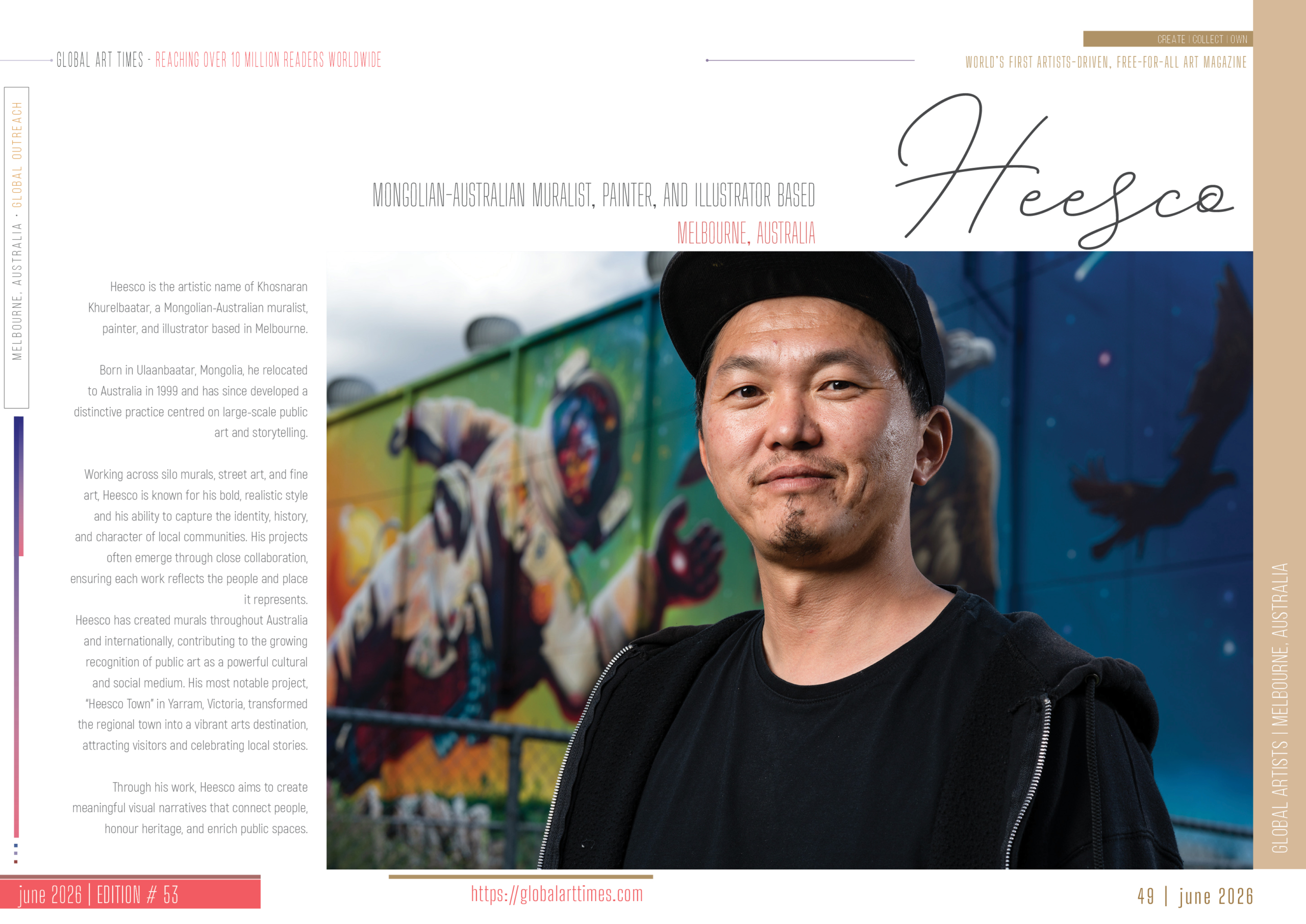 Heesco, Mongolian-Australian muralist, painter, and illustrator based Melbourne, Australia