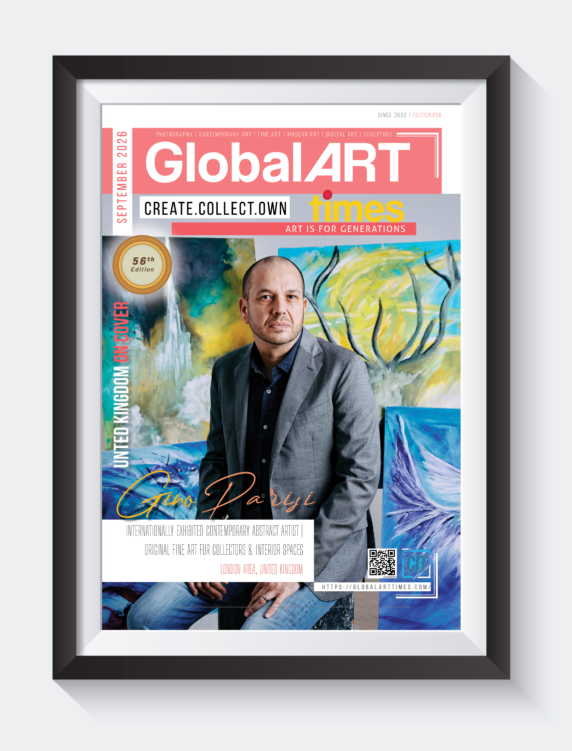 Global Art Times 56th Edition, September 2026 featuring Gino Parisi, from England, United Kingdom, on Cover